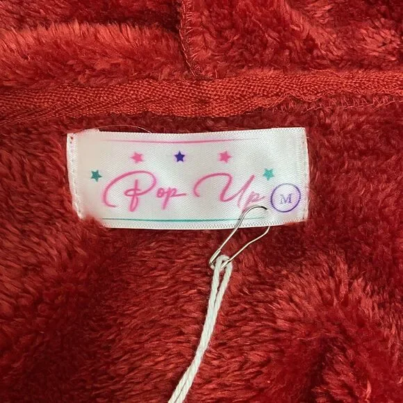 Pop-Up Women’s Zip Up Hoodie Fleece Lined Soft Jacket SizeM Red - Picture 3 of 8